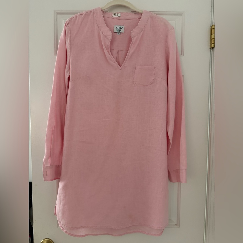 HIHO Pink Long Sleeve Linen Dress - WORN ONCE - Sz Medium